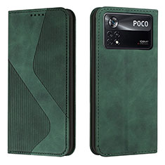 Custodia Portafoglio In Pelle Cover con Supporto H03X per Xiaomi Poco X4 Pro 5G Verde