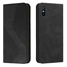 Custodia Portafoglio In Pelle Cover con Supporto H03X per Xiaomi Redmi 9A Nero