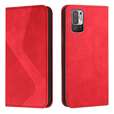 Custodia Portafoglio In Pelle Cover con Supporto H03X per Xiaomi Redmi Note 10 5G Rosso