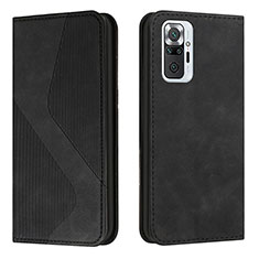 Custodia Portafoglio In Pelle Cover con Supporto H03X per Xiaomi Redmi Note 10 Pro 4G Nero