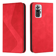 Custodia Portafoglio In Pelle Cover con Supporto H03X per Xiaomi Redmi Note 10 Pro 4G Rosso