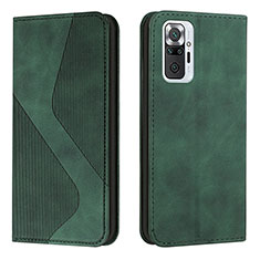 Custodia Portafoglio In Pelle Cover con Supporto H03X per Xiaomi Redmi Note 10 Pro 4G Verde