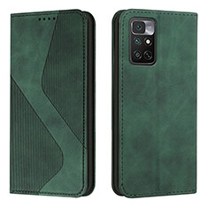 Custodia Portafoglio In Pelle Cover con Supporto H03X per Xiaomi Redmi Note 11 4G (2022) Verde