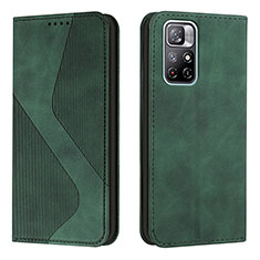 Custodia Portafoglio In Pelle Cover con Supporto H03X per Xiaomi Redmi Note 11 5G Verde