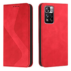 Custodia Portafoglio In Pelle Cover con Supporto H03X per Xiaomi Redmi Note 11 Pro+ Plus 5G Rosso