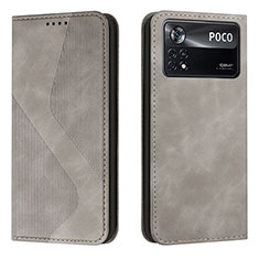 Custodia Portafoglio In Pelle Cover con Supporto H03X per Xiaomi Redmi Note 11E Pro 5G Grigio