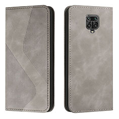 Custodia Portafoglio In Pelle Cover con Supporto H03X per Xiaomi Redmi Note 9 Pro Max Grigio