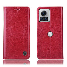 Custodia Portafoglio In Pelle Cover con Supporto H04P per Motorola Moto Edge 30 Ultra 5G Rosso