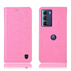 Custodia Portafoglio In Pelle Cover con Supporto H04P per Motorola Moto Edge S30 5G Rosa