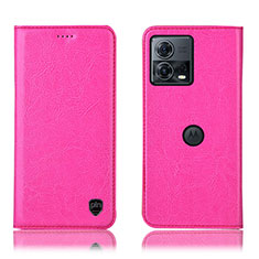 Custodia Portafoglio In Pelle Cover con Supporto H04P per Motorola Moto Edge S30 Pro 5G Rosa Caldo