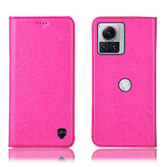 Custodia Portafoglio In Pelle Cover con Supporto H04P per Motorola Moto Edge X30 Pro 5G Rosa Caldo