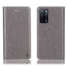 Custodia Portafoglio In Pelle Cover con Supporto H04P per Oppo A53s 5G Grigio