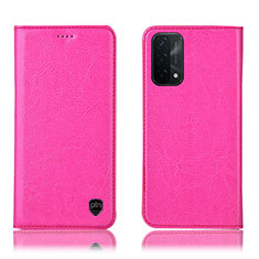 Custodia Portafoglio In Pelle Cover con Supporto H04P per Oppo A93 5G Rosa Caldo