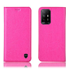 Custodia Portafoglio In Pelle Cover con Supporto H04P per Oppo A94 5G Rosa Caldo