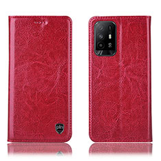 Custodia Portafoglio In Pelle Cover con Supporto H04P per Oppo A95 5G Rosso