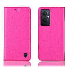 Custodia Portafoglio In Pelle Cover con Supporto H04P per Oppo F21 Pro 5G Rosa Caldo