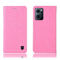 Custodia Portafoglio In Pelle Cover con Supporto H04P per Oppo Find X5 Lite 5G Rosa