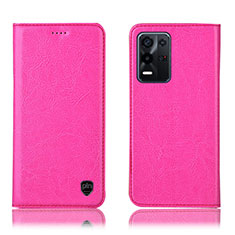 Custodia Portafoglio In Pelle Cover con Supporto H04P per Oppo K9X 5G Rosa Caldo