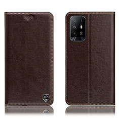 Custodia Portafoglio In Pelle Cover con Supporto H04P per Oppo Reno5 Z 5G Marrone