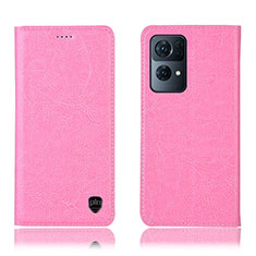 Custodia Portafoglio In Pelle Cover con Supporto H04P per Oppo Reno7 Pro 5G Rosa