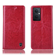 Custodia Portafoglio In Pelle Cover con Supporto H04P per Oppo Reno8 Lite 5G Rosso