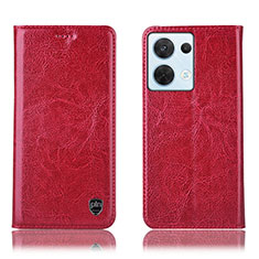 Custodia Portafoglio In Pelle Cover con Supporto H04P per Oppo Reno9 5G Rosso