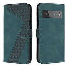 Custodia Portafoglio In Pelle Cover con Supporto H04X per Google Pixel 6 Pro 5G Verde