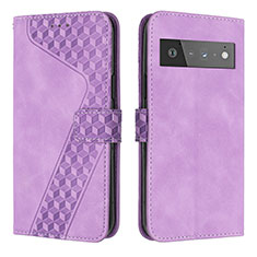 Custodia Portafoglio In Pelle Cover con Supporto H04X per Google Pixel 6 Pro 5G Viola