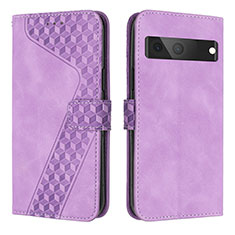 Custodia Portafoglio In Pelle Cover con Supporto H04X per Google Pixel 7 5G Viola