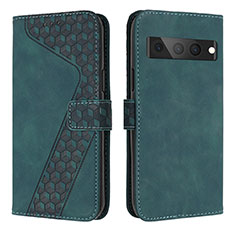 Custodia Portafoglio In Pelle Cover con Supporto H04X per Google Pixel 7 Pro 5G Verde