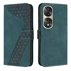 Custodia Portafoglio In Pelle Cover con Supporto H04X per Huawei Honor 70 Pro+ Plus 5G Verde