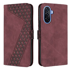 Custodia Portafoglio In Pelle Cover con Supporto H04X per Huawei Nova Y70 Rosso