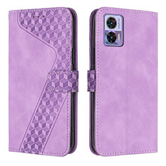 Custodia Portafoglio In Pelle Cover con Supporto H04X per Motorola Moto Edge 30 Neo 5G Viola