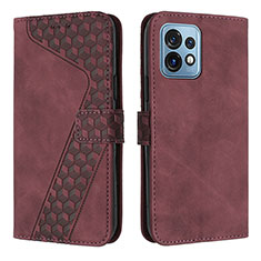 Custodia Portafoglio In Pelle Cover con Supporto H04X per Motorola Moto Edge 40 Pro 5G Rosso