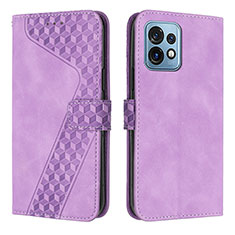 Custodia Portafoglio In Pelle Cover con Supporto H04X per Motorola Moto Edge 40 Pro 5G Viola