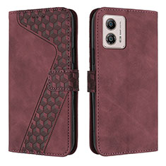 Custodia Portafoglio In Pelle Cover con Supporto H04X per Motorola Moto G53j 5G Rosso