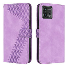 Custodia Portafoglio In Pelle Cover con Supporto H04X per Motorola Moto G72 Viola