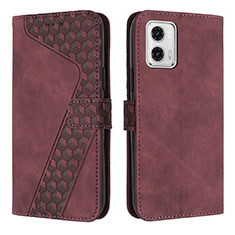 Custodia Portafoglio In Pelle Cover con Supporto H04X per Motorola Moto G73 5G Rosso