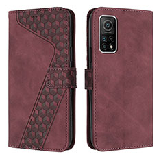 Custodia Portafoglio In Pelle Cover con Supporto H04X per Xiaomi Mi 10T Pro 5G Rosso Rosa