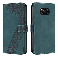 Custodia Portafoglio In Pelle Cover con Supporto H04X per Xiaomi Poco X3 NFC Verde