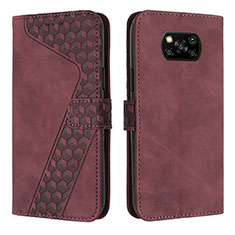 Custodia Portafoglio In Pelle Cover con Supporto H04X per Xiaomi Poco X3 Pro Rosso Rosa