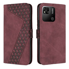 Custodia Portafoglio In Pelle Cover con Supporto H04X per Xiaomi Redmi 10A 4G Rosso Rosa