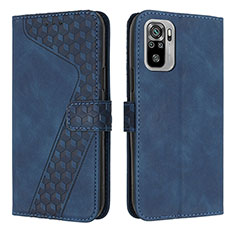 Custodia Portafoglio In Pelle Cover con Supporto H04X per Xiaomi Redmi Note 10 4G Blu