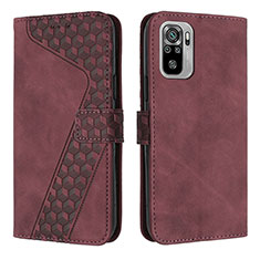 Custodia Portafoglio In Pelle Cover con Supporto H04X per Xiaomi Redmi Note 10S 4G Rosso Rosa