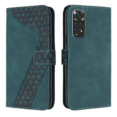 Custodia Portafoglio In Pelle Cover con Supporto H04X per Xiaomi Redmi Note 11 4G (2022) Verde