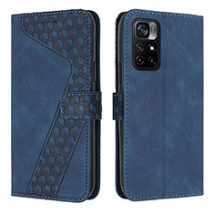 Custodia Portafoglio In Pelle Cover con Supporto H04X per Xiaomi Redmi Note 11 5G Blu