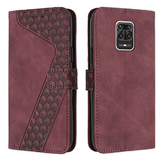 Custodia Portafoglio In Pelle Cover con Supporto H04X per Xiaomi Redmi Note 9S Rosso Rosa