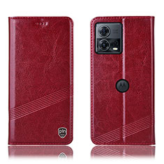 Custodia Portafoglio In Pelle Cover con Supporto H05P per Motorola Moto Edge 30 Fusion 5G Rosso