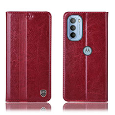 Custodia Portafoglio In Pelle Cover con Supporto H05P per Motorola Moto G31 Rosso