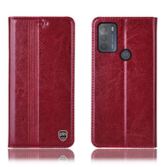 Custodia Portafoglio In Pelle Cover con Supporto H05P per Motorola Moto G50 Rosso